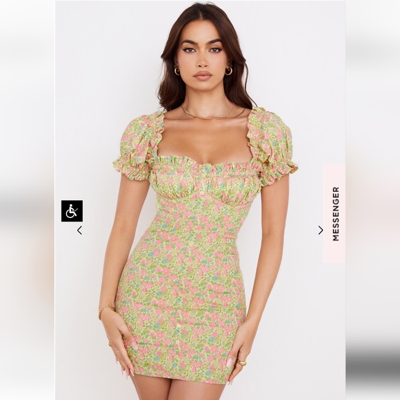 House of CB Dresses & Skirts - New 🩷 House of CB Tanaya Vintage Floral Puff Sleeve Mini Dress L+
